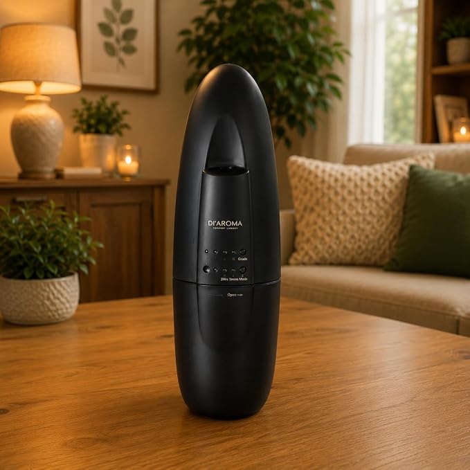 Di’Aroma Smart Plug-in Aroma Diffuser – Silent Waterless Scent System for Home & Office, Luxury Cold-Air Nebulizing Fragrance Machine, Covers Up to 500 Sq Ft (Black)