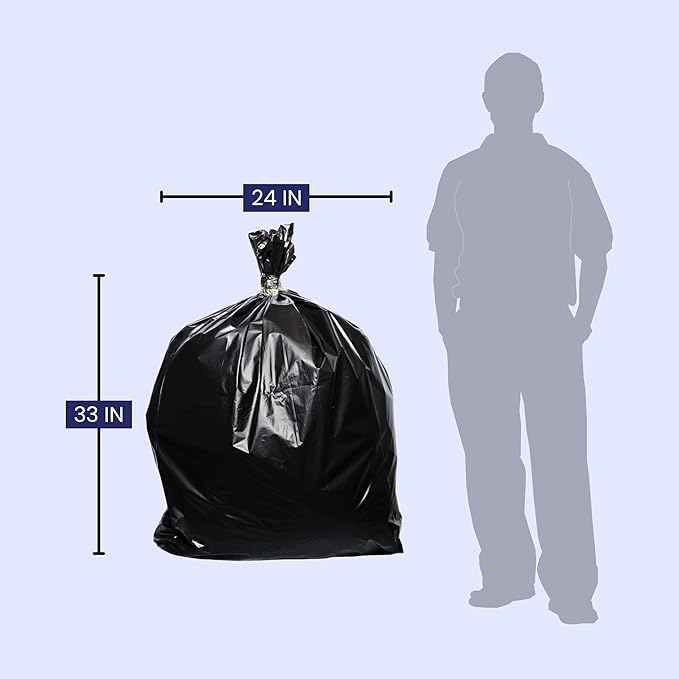 Bag Up 13 Gallon Everyday Use Trash Bags | 500 Count Bulk | Black | Garbage Bags | Bin Liners | for Domestic Use | Office Use | 13–16 Gallons | 24 x 33 Inches