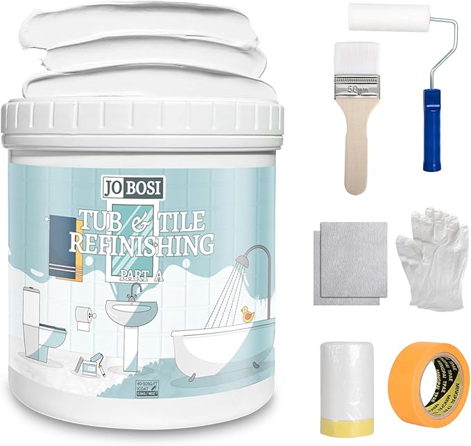 Waterbased Tile Paint and Tile Refinishing Kit 16.0 Fl Oz， Quick-Dry TilePaint for Wall ，Floor, Sink Bathtub Paint for Bathroom, Kitchen, Toilets, Water Based，25-30sq.ft