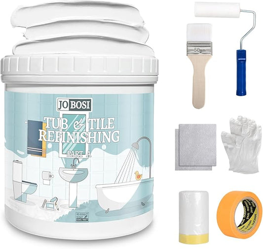 Waterbased Tile Paint and Tile Refinishing Kit 16.0 Fl Oz， Quick-Dry TilePaint for Wall ，Floor, Sink Bathtub Paint for Bathroom, Kitchen, Toilets, Water Based，25-30sq.ft