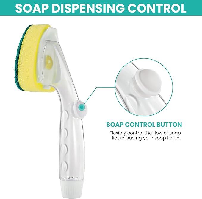 Dishwand Refills Sponges Refill, Dish Wand Replacement Heads, Heavy Duty Scrub Dots Brushes Soap Dispenser,Non Scratch Dishwand Refills Handle