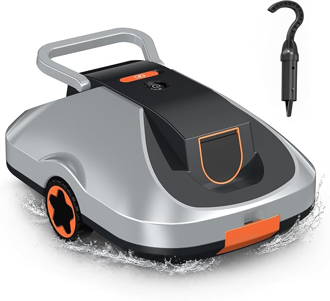 Robotic Pool Cleaner, Cordless Pool Vacuum for Above Ground & Inground Pools, 200mins Runtime Automatic Pool Vacuum Robot for Leaves & Dirt, Powerful Suction up to 2500 sq.ft, Self Parking