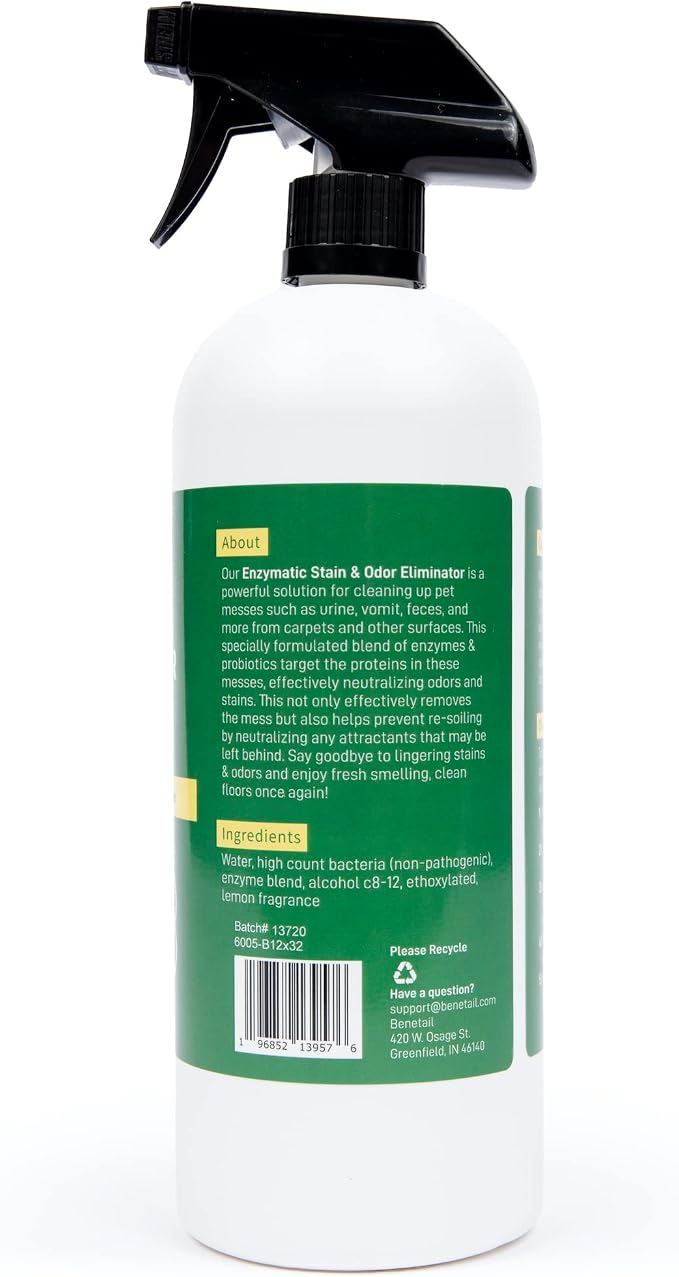 | Pet Enzymatic Stain & Odor Eliminator for Strong Odors Around the Home - Carpet Cleaner for Dog & Cat Urine - 32oz Spray (Pack of 2)