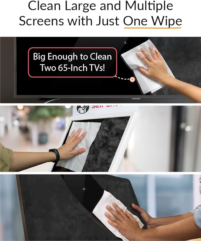 iCloth XL Screen Cleaning Wipes, Lint-Free and Streak-Free, Fast-Drying, Removes Dust, Fingerprints, and Smudges (100 XL Wipes)
