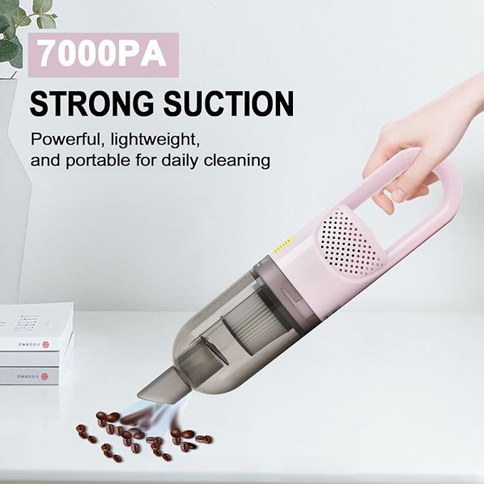6-in-1 Lightweight Stick Vacuum Cleaner with 100W Powerful Motor, Mini Portable Household Handheld Vacuum Cleaner for Domestic Hard Floors, Carpets and Pet Hair (White Cordless)