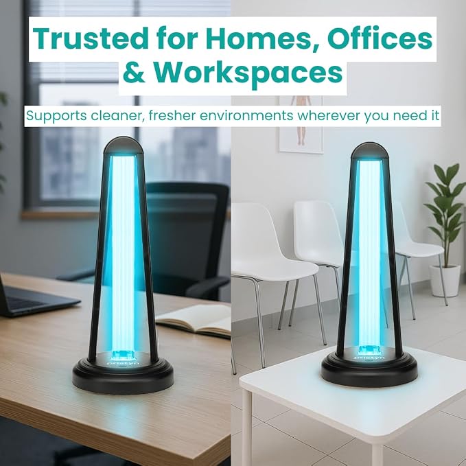 AirShield+ UV Light Sanitizer for Whole Room, UVC Lamp with Remote Control, 3 Timer Settings & Auto Safety Shutoff, Spare Bulb Included, Portable Ultraviolet Light for Home & Office