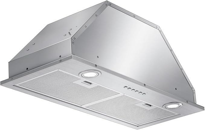 ONEEON 24" Range Hood Insert, 500CFM Stainless Steel Built-in Kitchen Vent, 4-Speed Exhaust Fan, Dishwasher-Safe Baffle Filters, LED Lights & 3-Min Delayed Shutdown.