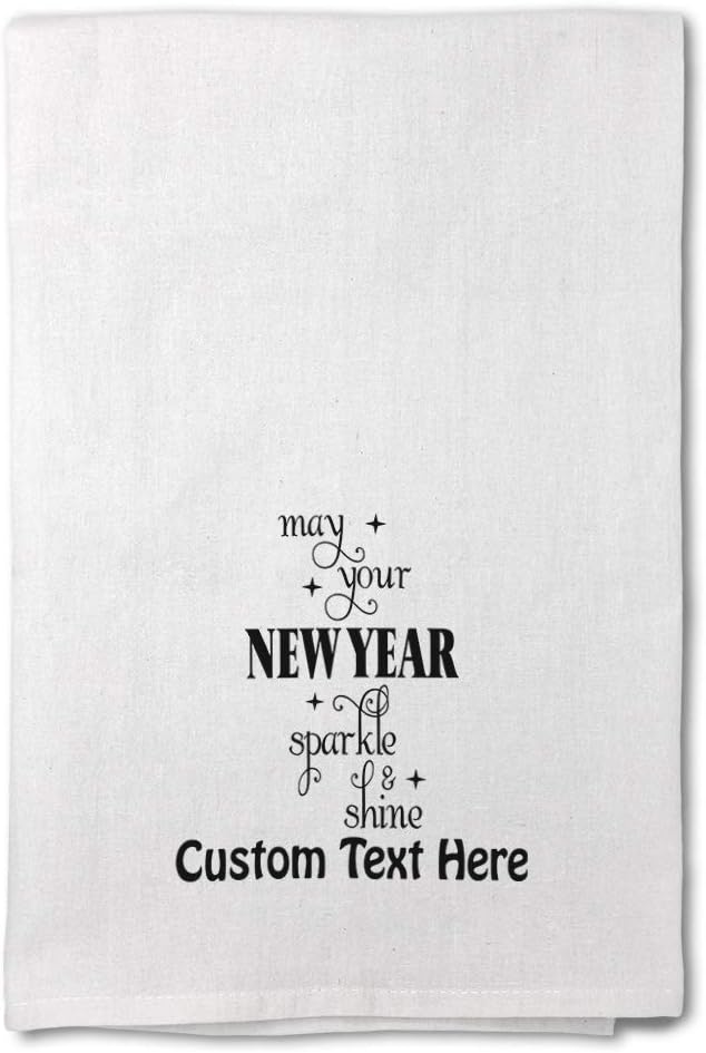 Style In Print Custom Decor Flour Kitchen Towels May Your New Year Sparkle & Shine Holidays and Occasions Holidays and Occasions New Year's Day Cleaning Supplies Dish Towels Personalized Text Here