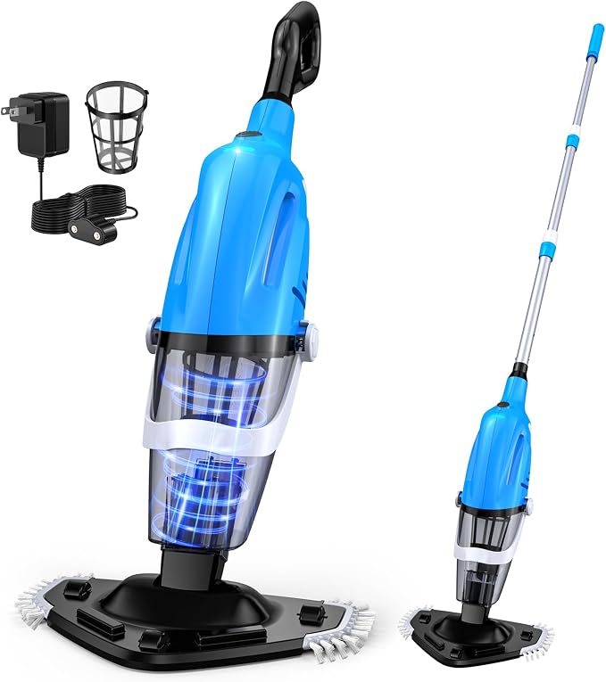 Pool Vacuum for Above Ground Pool with 78.7" Telescopic Pole, 80Min Runtime | Handheld Cordless Pool Cleaner with 18.5 Gallons/min Suction for Pools, Hot Tubs, Spas
