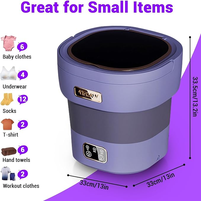Portable Washing Machine, Mini Washer 12L Upgraded Large Capacity Foldable Washer Deep Cleaning of Underwear Baby Clothes and Other Small Clothes for Apartments Dormitories Hotels