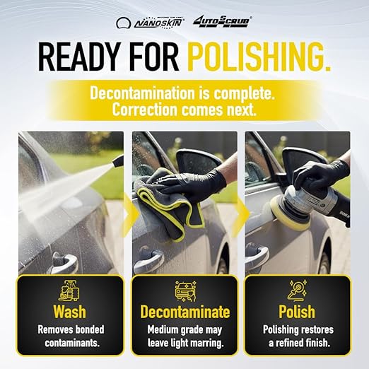 Nanoskin AUTOSCRUB Surface Prep Towel Medium Grade- Patented Clay Bar Replacement Tool to Remove Embedded Contaminants Before Wax & Coating | Safe for Painted Surface, Glass, Plastic, Metal & More 12" x 12"