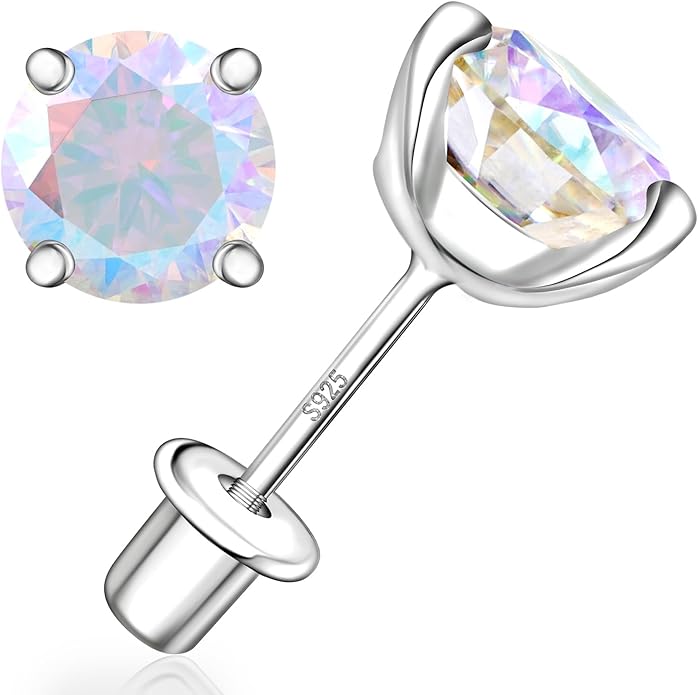 Moissanite Screw Back Earrings Studs - 0.2CT-4CT Moissanite Earrings for Women 925 Sterling Silver Piercing Real Colorful Moissan Hypoallergenic Jewelry Ear Stud Gifts