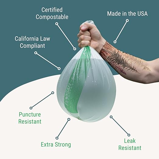 EcoSafe-6400 HB4248-85 Certified Compostable Bag - 42x48” Green Bags for 55 Gallon Bin - Extra Strong Leak, Puncture and Tear Resistant Food Scraps Bin Liners, Pack of 80