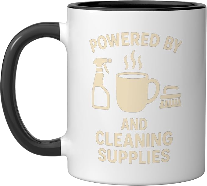Coffee & Cleaning Supplies Daily Fuel Ceramic Mug, Black/White