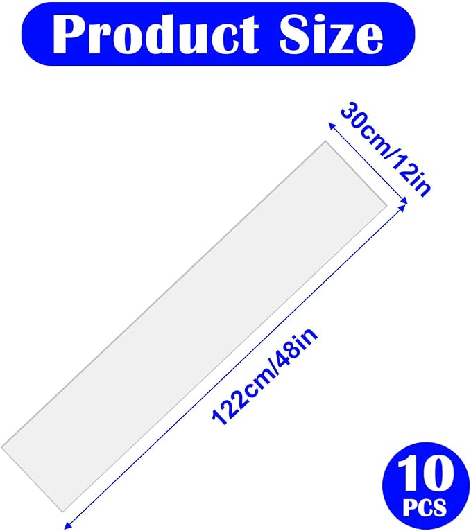 10 Pcs 12 x 48 Inch Frosted Plastic Shelf Liner Waterproof Non Adhesive Shelf Mats for Wire Shelves Strength Wire Shelving Cover for Kitchen Shelving Unit Pantry Cabinet Storage, Clear