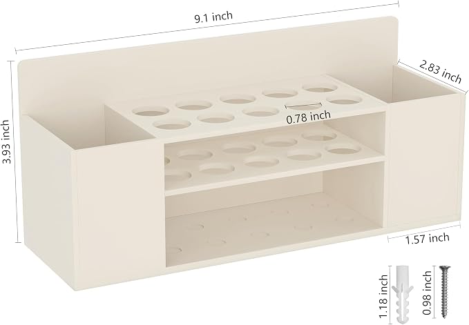 HBlife Acrylic Dry Erase Marker Holder Wall Mount, 10 Slots Whiteboard Marker Holder for Office, School and Home, Marker, Eraser and Whiteboard Cleaner Not Included, Beige