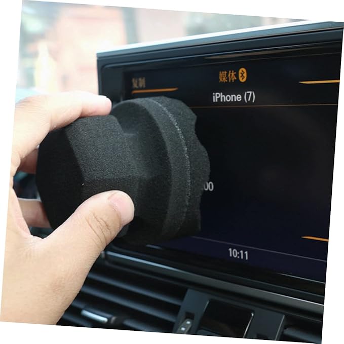 FAVOMOTO 12pcs Handy Waxing Sponge Wave Pattern Polishing Pads for Car Tire and Interior Detailing High Density Microfiber Applicators for Easy Wax Application and Cleaning