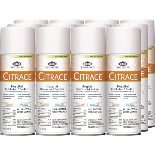 Citrace Hospital Disinfectant & Deodorizer, Citrus, 14oz Aerosol, 12/Carton