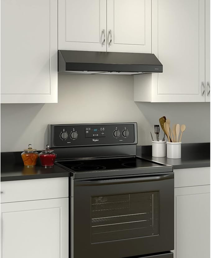 Broan-NuTone BCSD136BL Glacier Range Hood with Light, Exhaust Fan for Under Cabinet, Black, 36-inch