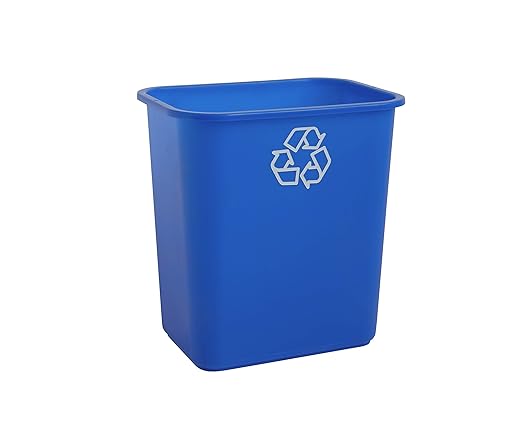 United Solutions 7 Gallon / 28 Quart Space Saving Recycling Bin, Fits Under Desk and Small, Narrow Spaces in Commercial, Kitchen, Home Office, and Dorm, Easy to Clean, Recycle Blue (Pack of 12)