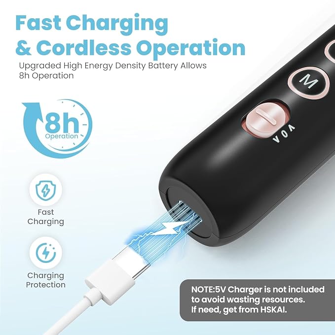 Electric Nail File Drill, Cordless Thick Toe Nail Grinding File for Seniors, Rechargeable Nail Filer, Buffer, Sander, Remove Cuticles, Callus, Gifts for Women & Men