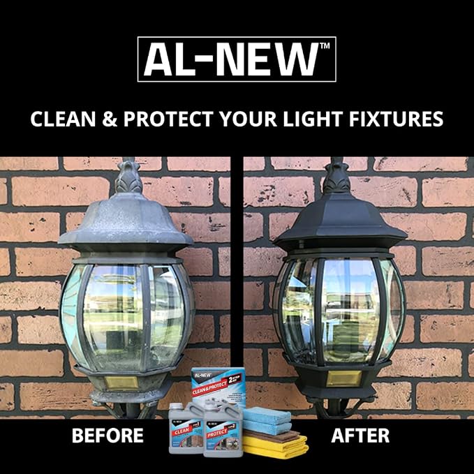 AL-NEW 2 Step Clean & Protect Kit | Clean, Restore, & Protect Your Outdoor Patio Furniture, Garage Doors, Exterior Lights, Window Frames, and More (16 Ounce Kit)