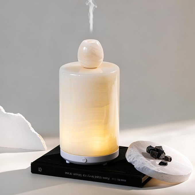 Marble Essential Oil Diffuser Bottle Empty Aromatherapy Reed Diffuser Fragrance Home Decor Bathroom Living Room Humidifier Gift Set Aroma Stone Spa Diffuser Jar(White Jade Marble,100, Milliliters)