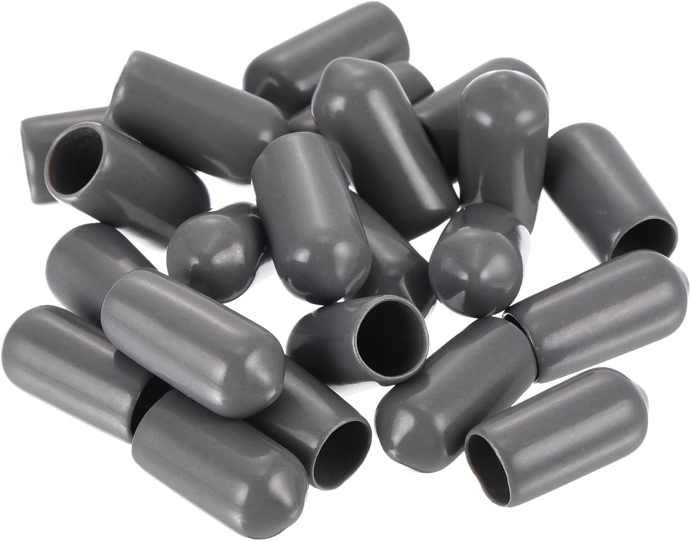 uxcell 20pcs Rubber End Caps 7mm(1/4") ID Vinyl PVC Round Tube Bolt Cap Cover Screw Thread Protectors Dark Grey