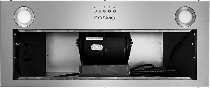COSMO COS-30IRHP 30 in. Lumin Collection 380 CFM Ducted Insert Range Hood, Button Controls, LED Lights, Stainless Steel
