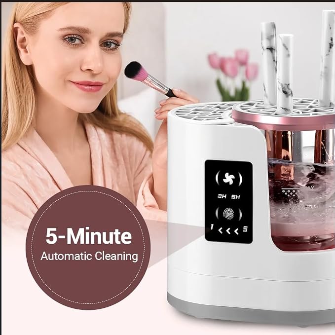 JVedette Automatic Makeup Brush Cleaner and Dryer Machine | Electric Cosmetics Brush Spinner Cleaning Kit for All Brush Sizes | Fast Deep Clean & Quick Dry in Seconds