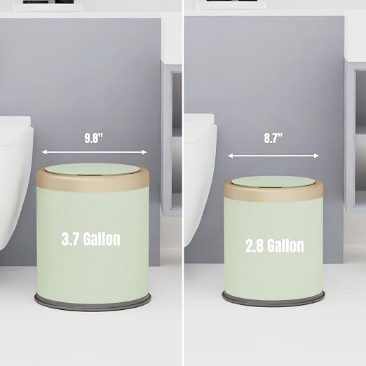 URALFA 2Pack Automatic Bathroom Trash Can, Touchless Motion Sensor Garbage Can with Lid, Smart Dog Proof Trash Bin, Plastic Wastebasket for Bedroom, Office, Living Room, 2.8 Gallon+3.7 Gallon (Green)