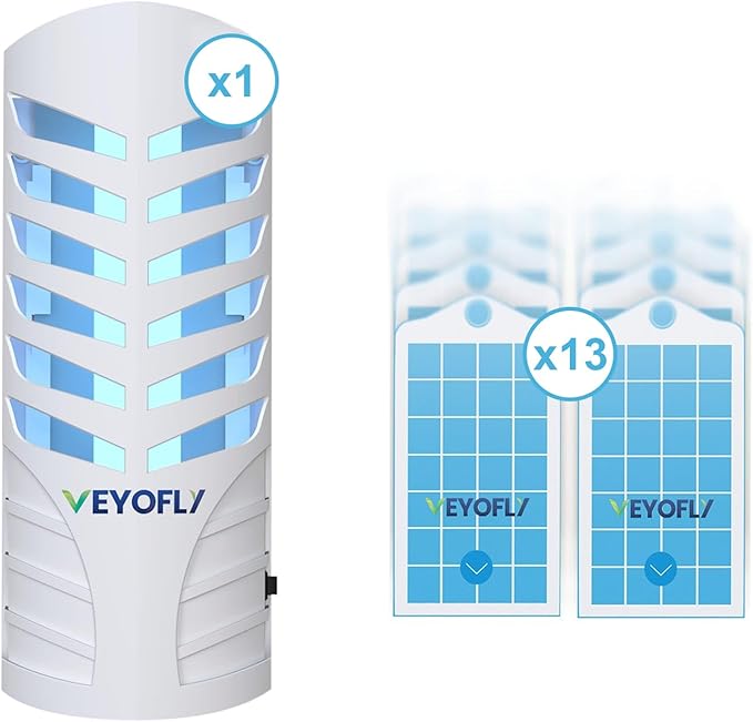 VEYOFLY Fly Trap (1 Device + 3 Glue Boards) + 10 Refills Pack Bundle - Plug in Flying Insect Trap, Fruit Fly Traps for Indoors-Mosquito,Fruit Fly, Gnat Trap, Bugs- No Odor