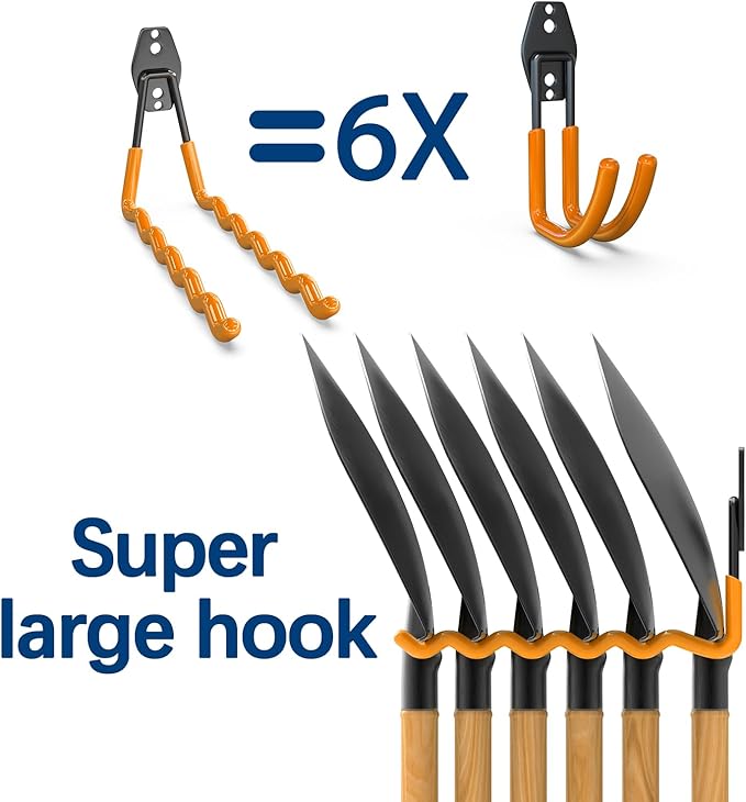 3-H Garage Wall Hooks 20 Pack,Garage Hooks Heavy Duty,Garage Storage Hooks for Hanging and Organizing Garden,Lawn,Yard Tools,Chairs,Ladders,Weed Eater,Shovel,Blower(Orange)