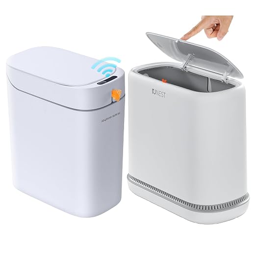 MOPALL 3.5 Gallon Motion Sensor Trash Can Automatic Touchless +3.3 Gallon Slim Garbage Can with Press-Top Lid