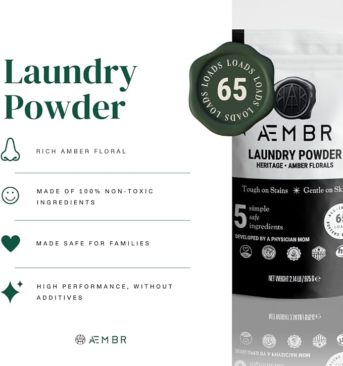 Luxury Laundry Powder | Clean Natural Non-Toxic Healthy Laundry Detergent | Made in USA with Natural Ingredients | Heritage (Amber Florals)