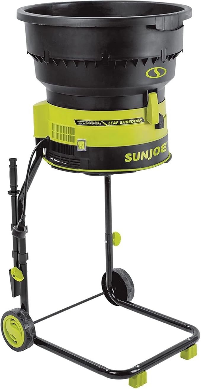 Sun Joe 15 Amp Bladeless Electric Leaf Mulcher & Shredder, 8,000 RPM, Mulches Up to 55 Gallons Per Minute, for Wet or Dry Yard Waste, SDJ617E