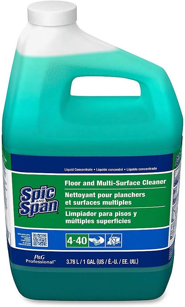 Spic and Span Floor and Multi Surface Cleaner, Bulk Liquid Detergent and Degreaser for Commercial Kitchens and Bathrooms, 1 gal (Case of 3)