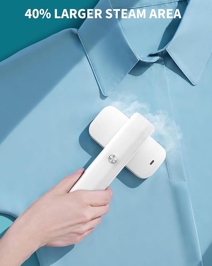 G5 Steam 2-in-1 Professional Handheld Steamer for Clothes and Iron for Clothes, Just 1lbs Lightly, 10 Minutes of Continuous Steam 1200W Light Steam Iron for Travel and Home（white）