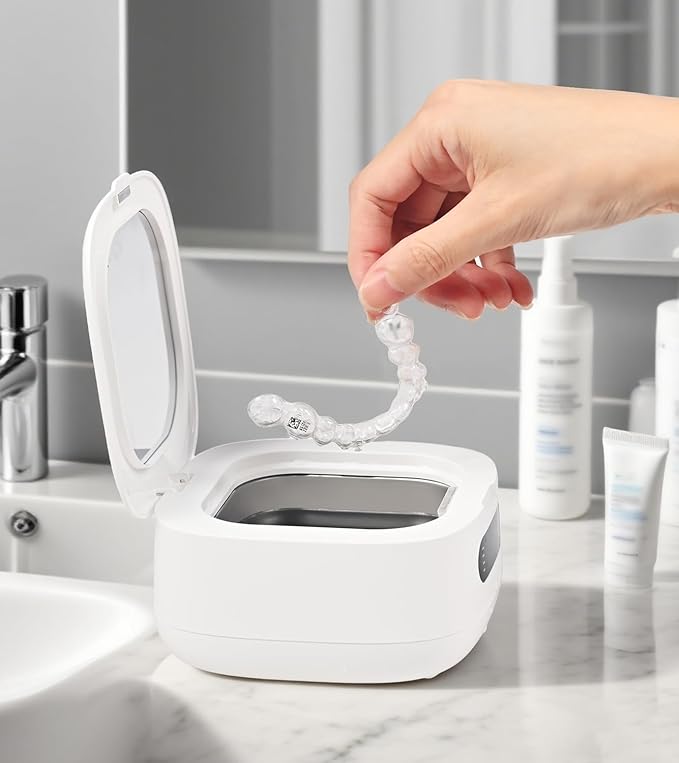 Viora 52kHz Cordless Ultrasonic Retainer Cleaner: USB-C Rechargeable Travel Retainer Cleaner for Denture, Invisalign, Mouthguard, Nightguard, UV Denture Cleaner with Mirror+Retainer Cleaning Tablets