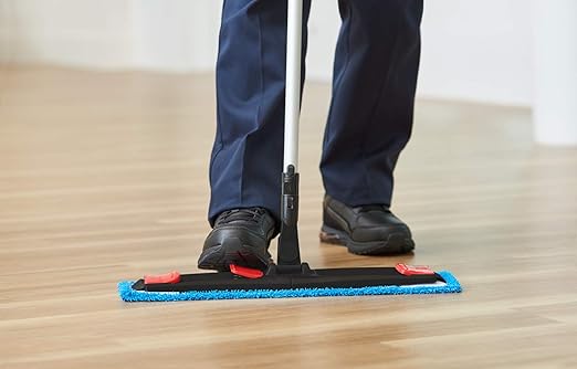Rubbermaid Commercial Products Microfiber Adaptable Flat Mop, 18" Frame, Microfiber Head, Green, WaveBrake, Wringable for Heavy-Duty Cleaning/Hardwood/Tile/Laminated Floors in Kitchen/Lobby/Office