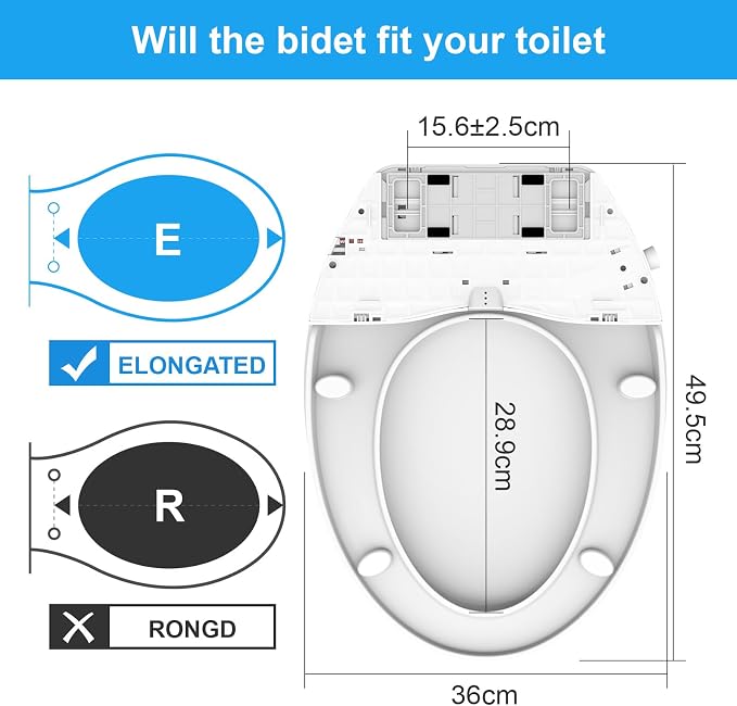 Bidet Toilet Seats, Tapa De Inodoro, Elongated Plastic White, Slow Soft Close Oval Cover for Bathroom, Standard Non-Electric Bowl ToTo Lids, Self Comfort Easy Clean Round Padded