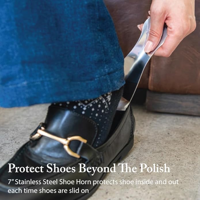 FootFitter Premium Leather Shoe Shine Kit – Complete Polish Cream, Cleaner, Brush & Shoe Care Set for Footwear in Metal Tin
