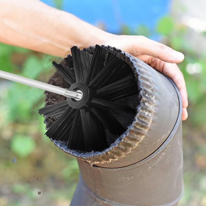 Didiseaon 20FT Chimney Sweep Kit: Dryer Vent Cleaner & Fireplace Cleaning Brush - Heavy Duty Wire Heads for Stubborn Soot, Duct Cleaning Kit with Drill Attachment, 15 Flexible Rods