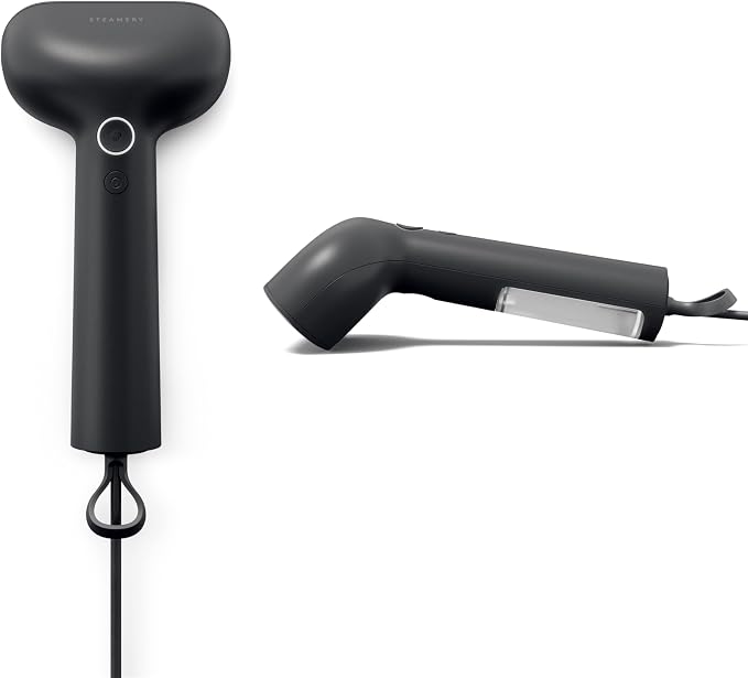 Steamery Handheld Clothes Steamer Cirrus Core, 1350W, Steam Output 0.74 oz/min, Heat up in 15 Seconds, Dry Steam Technology, Hanging Loop, Visible Water Tank, Portable, Scandinavian Design, Black