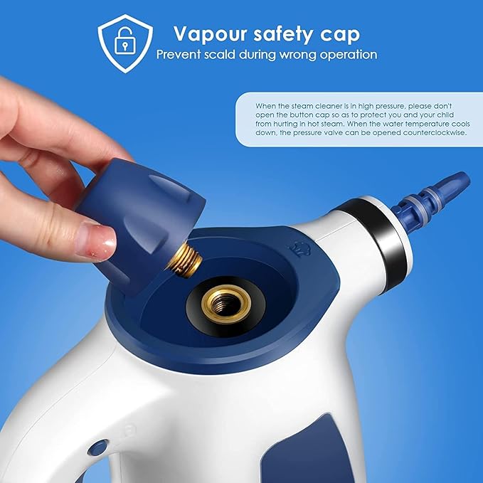 Handheld Steam Cleaner, Fast Heating High-Temperature Steam for Multi-Surface Cleaning, Portable Steam Cleaner for Home Use with 9 Accessories, Steamer for Cleaning Kitchen Bathroom Tile Car (Blue)