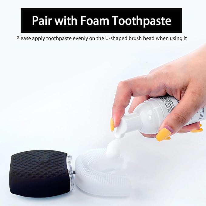 Ultrasonic Toothbrush for Adults Automatic Toothbrush with Soft Bristles Rechargeable Portable 30'' Automatic Timer Wireless Charging Washable for Travel & Home Use (Black)