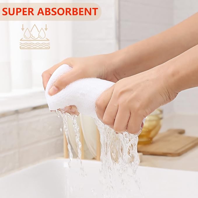Kitinjoy 100% Cotton Waffle Weave Kitchen Hand Towels (13 X 28 Inches, White), 6-Pack Super Soft and Absorbent Dish Towel for Drying Dishes