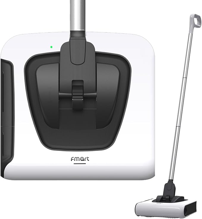 FMART FM-009 Cordless Electric Floor Sweeper — Lightweight One-Hand Operation with Flexible Handle, Quiet Design, Powerful High-Speed Edge Brush Reaches Under Furniture, for Hard Floors