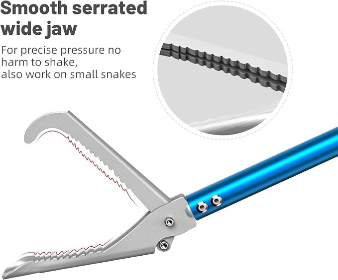 G2 47.2-inch Professional All-Aluminum Alloy Snake Tong Reptile Grabber Rattle Snake Catcher Wide Jaw Handling Tool with Lock（47.2inch