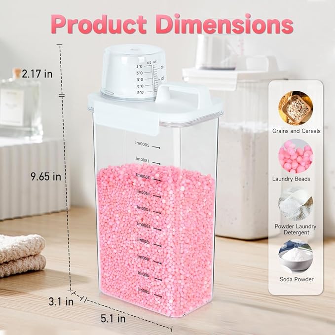Tokokimo 2 Packs Laundry Detergent Dispenser, Laundry Power Container,Laundry Scent Booster Beads Dispenser for Washing Powder, Soda Powder, Grain